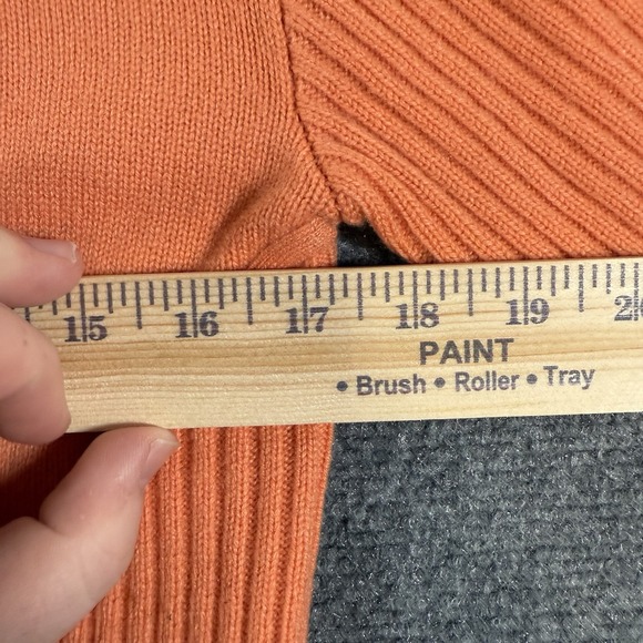 St. John Cashmere Marie Gray Hoodie Womens M Orange Cardigan Sweater Full Zip - Picture 11 of 12